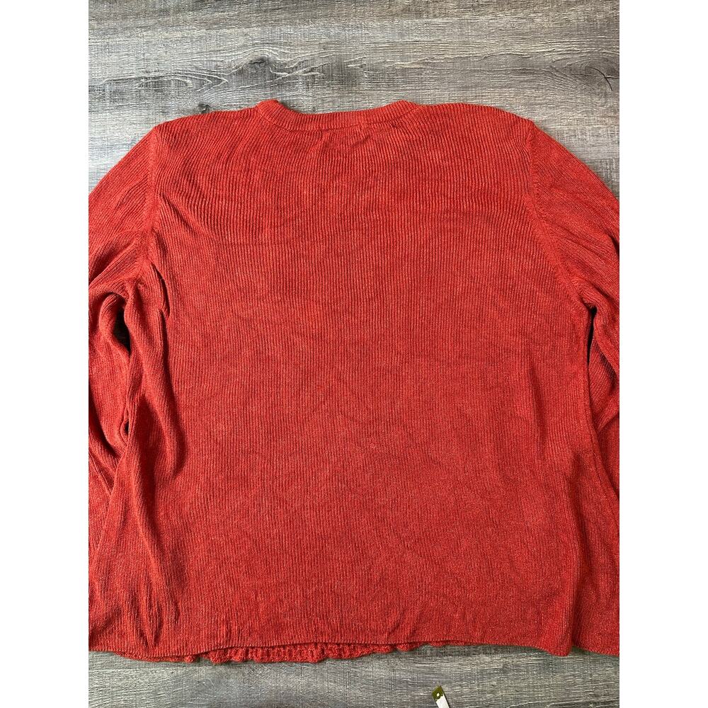 SAINT + SOFIA Honeycomb Rib Knit 3/4 Sleeve Sweater Amber Orange Large - Picture 8 of 8